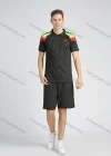 Wholesale Men's Sporty Colorblock Lapel Short Sleeve Striped Trim Quarter Zip Workout Polo Shirt - Liuhuamall
