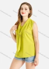 Wholesale Women's Casual Chiffon Tie Neck Pearl Decro Plain Sleeveless Blouse - Liuhuamall