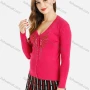 Wholesale Women's V-Neck Pearls Rhinestone Sequin Floral Appliques Long Sleeve Knit Cardigan preview