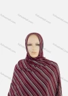 Wholesale Women's Autumn Red Striped Hijab Scarf - Liuhuamall