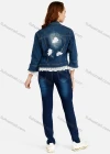 Wholesale Women's Casual Splicing Lace Trim Long Sleeve Button Front Denim Jacket & Pocket Skinny Jeans Set - Liuhuamall