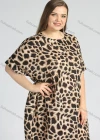 Wholesale Women's Round Neck Short Sleeve Allover Leopard Print Plus Midi Dress - Liuhuamall