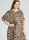 Wholesale Women's Round Neck Short Sleeve Allover Leopard Print Plus Midi Dress - Liuhuamall