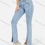 Wholesale Women's Plain High Waist Slant Pocket Front Slit Casual Jeans preview