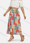 Wholesale Women's Boho Elastic Waist Folkloric Print Pleated Maxi Skirt - Liuhuamall