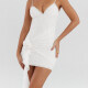 Women's Sexy Deep V Neck Slim Fit 3D Floral Embroidery Lace Trim Mini Cami Dress White Clothing Wholesale Market -LIUHUA