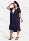 Wholesale Women's Plus Size Elegant V Neck Short Sleeve Embroidery Midi Dress - Liuhuamall