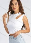 Wholesale Women's Fashion Cutout Plain Sleeveless Crop Top - Liuhuamall