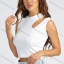 Wholesale Women's Fashion Cutout Plain Sleeveless Crop Top preview