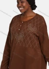 Wholesale Women's Vintage Soft Crew Neck Button Front Long Sleeve Rhinestone Plain Butterfly Maxi Nightgown - Liuhuamall