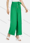 Wholesale Women's Lace Up Ruched Buttons Plain Wide Leg Casual Trouser 2204# - Liuhuamall