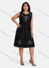 Wholesale Women's Plus Size Elegant Crew Neck Sleeveless Embroidery Knee Length Tank Dress - Liuhuamall
