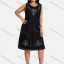 Wholesale Women's Plus Size Elegant Crew Neck Sleeveless Embroidery Knee Length Tank Dress preview