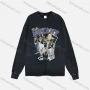 Wholesale Men's Fashion Drop Shoulder Distressed 100%Cotton Crew Neck Long Sleeve Graphic T-shirt 6003# preview