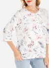 Wholesale Women's Casual Floral And Leaf Print Round Neck Blouse - Liuhuamall