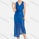 Wholesale Women's Elegant V Neck Sleeveless Sequins Wrap Cocktail Dress Blue Clothing Wholesale Market Liuhua