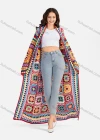 Wholesale Women's Casual Long Sleeve Open Front Floral Crochet Long Cardigan A497# - Liuhuamall