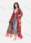 Wholesale Women's Casual Scarf Hem Lace Up Floral Crochet Long Cardigan A502# - Liuhuamall