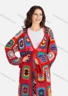 Wholesale Women's Casual Scarf Hem Lace Up Floral Crochet Long Cardigan A502# - Liuhuamall