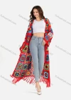 Wholesale Women's Casual Scarf Hem Lace Up Floral Crochet Long Cardigan A502# - Liuhuamall