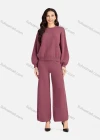 Wholesale Women's Casual Mock Neck Crop Knit Blouse 2-piece Set A467&A468# - Liuhuamall