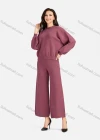 Wholesale Women's Casual Mock Neck Crop Knit Blouse 2-piece Set A467&A468# - Liuhuamall
