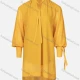 Wholesale Women's Plain Tie-Neck High Low Hem Long Sleeve Tunic Yellow Clothing Wholesale Market Liuhua