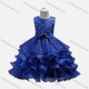 Wholesale Girls Lovely Crew Neck Bow-knot Embroidery Sequin Tiered Flower Dress Blue Clothing Wholesale Market Liuhua