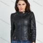 Wholesale Women's Fashion Collared Slim Fit Zip Up PU Leather Motorcycle Jacket preview