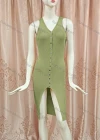 Wholesale Women's Casual V Neck Button Down Split Front Tank Dress - Liuhuamall