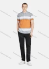 Wholesale Men's Casual Collared Short Sleeve Striped Button Front Colorblock Polo Shirt - Liuhuamall