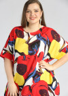 Wholesale Women's Round Neck Short Sleeve Floral Print Plus Midi Dress - Liuhuamall