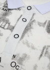 Wholesale Men's Casual Letter Allover Print Contast Collar Polo Shirt - Liuhuamall