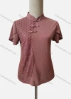Wholesale Women's Casual Stand Collar Petal Sleeve Frog Buttons Splicing Blouse - Liuhuamall