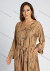 Wholesale Women's V Neck Long Sleeve Button Decor Allover Print Maxi Dress With Belt - Liuhuamall