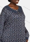 Wholesale Women's Vintage Long Sleeve Crew Neck Button Front Allover Print Splicing Maxi Nightgown - Liuhuamall