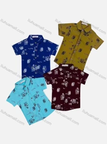 Wholesale Boy's Casual Allover Print Short Sleeve Shirt, LIUHUA CLOTHING WHOLESALE