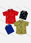 Wholesale Boy's Casual Allover Print Short Sleeve Shirt - Liuhuamall