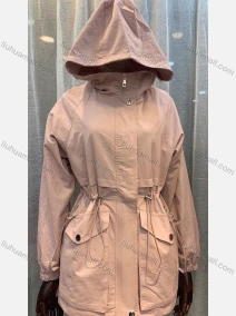 Wholesale Women's Casual Long Sleeve Double Flap Pockets Drawstring Waist Hooded Trench Coat, LIUHUA CLOTHING WHOLESALE