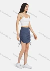 Wholesale Women's Casual Ruched Drawstring Side Plain Skirt 2227# - Liuhuamall