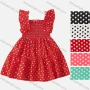 Wholesale Girls Causal Square Neck Sleeveless Ruffle Trim Dot Print Dress preview