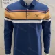 Wholesale Men's Casual Striped Colorblock Long Sleeve Polo Shirt Dark Blue Clothing Wholesale Market Liuhua