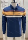 Wholesale Men's Casual Striped Colorblock Long Sleeve Polo Shirt - Liuhuamall