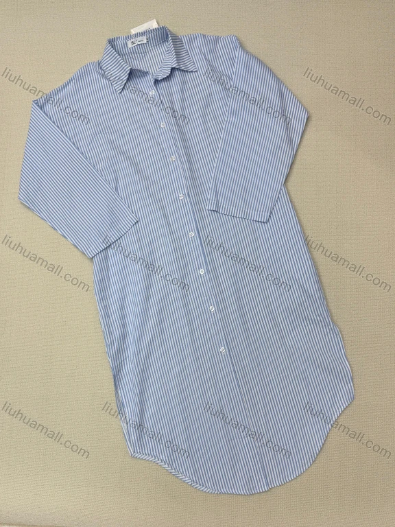 Wholesale Women's 100% Cotton Striped Oversized Shirt Dress