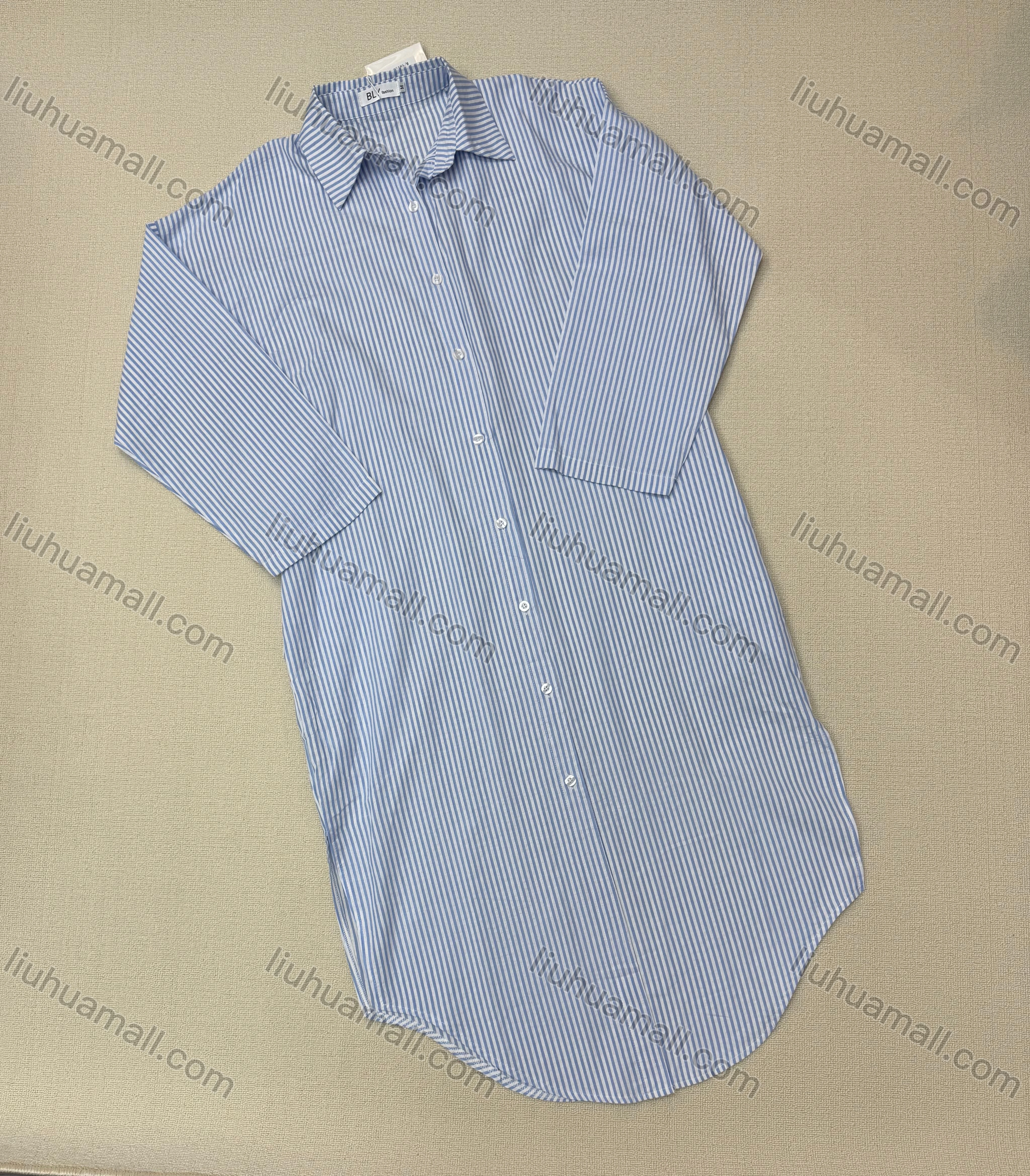 Wholesale Women's 100% Cotton Striped Oversized Shirt Dress