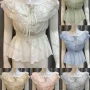 Wholesale Women's Lace Up Front Eyelet Embroidery Layered Plain Top 0482# preview
