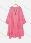 Wholesale Women's Scoop Neck Plain Midi Dress With Wooden Star Moon Beads Necklace - Liuhuamall