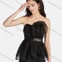 Wholesale Women's Fashion Elegant Ruffle Trim Mesh Layered Adjustable Sraps Cami Tops preview