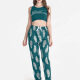 Women's Casual Rhinestone Letter Crop Tank Tops & Allover Leaf Print Pants 2 Piece Set Lounge Pajama Suit 11# Clothing Wholesale Market -LIUHUA