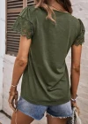 Wholesale Women's Casual Short Sleeve Square Neck Embroidery Lace Trim Plain Tops AY113# - Liuhuamall